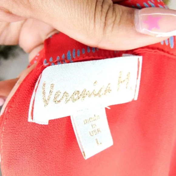 Veronica M. red and blue patterned women's dress - Picture 6 of 7
